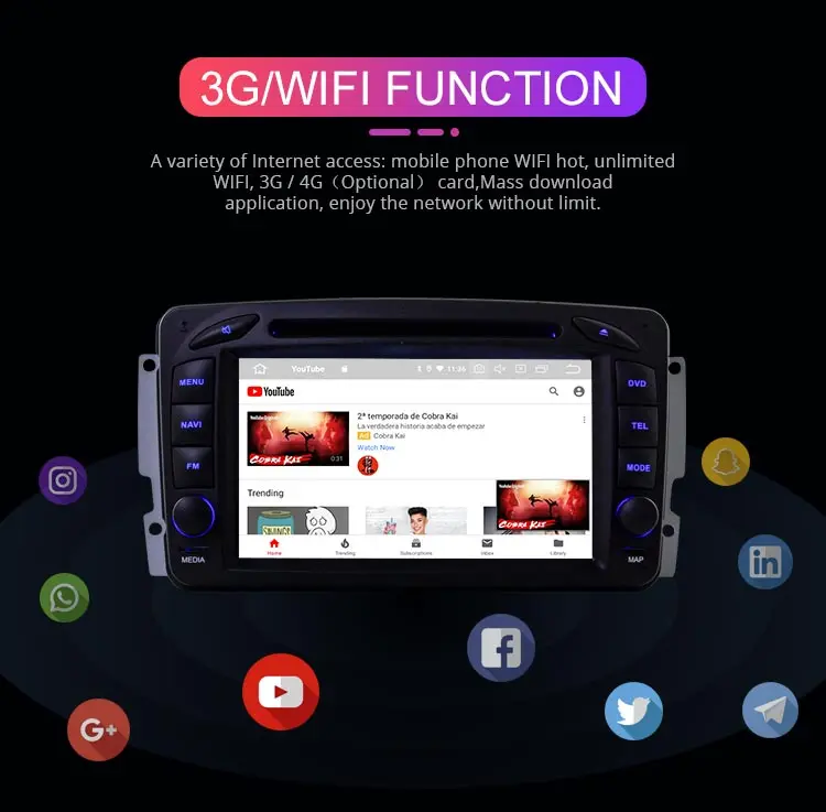 Cheap Besina Android 9.0 2 Din Car DVD Player For Mercedes Benz CLK W209 W203 Viano W639 Vito WIFI GPS Radio 4G+32G Multimedia Stereo 5