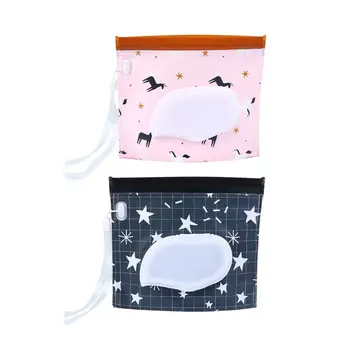 

New Wet Wipes Bag Snap Strap Wipes Container Clamshell Cosmetic Pouch Clutch Cleaning Wipes Case