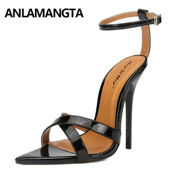 

Women's Super High Heel Sandals Buckle Strap Shoes Ladies Sexy Party Open Toe Sandals Nightclub Shoes Plus Size 38-43