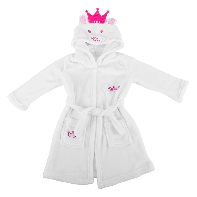 

Toddlers/kids/baby Hooded Soft Warm Flannel Bath Robe Children Pajamas Sleepwear (2T,White Animal)