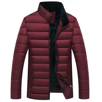 

2019 new men's winter coat collar short cotton-padded jacket in green warm winter jacket