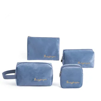 

Flannel Female Cosmetic Bag Large Capacity Storage Cosmetics Bags Four-piece Suit Women Sports Camping Toilet Bag