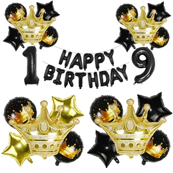 

Black Gold 0 1 2 3 4 5 6 7 8 9 Crown Number Foil Balloons Kid Adults Birthday Party Decor Supplies Inflatable Balloons Kids Toys