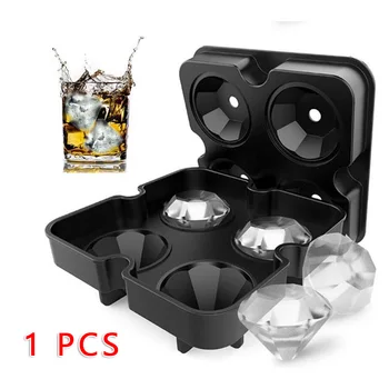 

Silicone 3D Diamond 4 Hole Ice Cube Tray Maker Mold Whiskey Cocktail Beverage