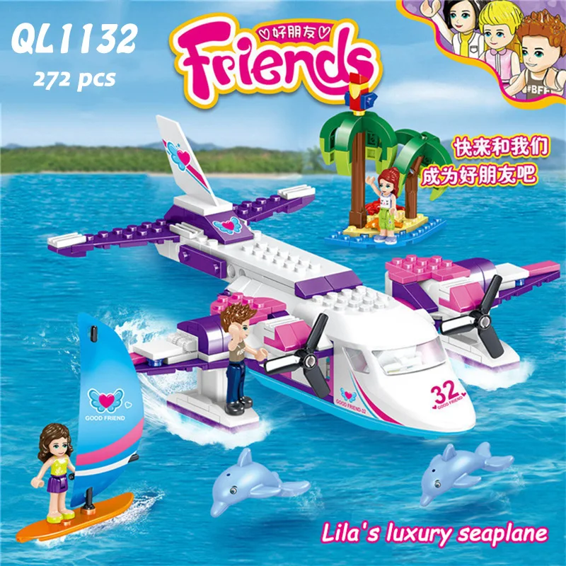 LEGOeinglys Friends Lila's Luxury Seaplane 272pcs Gift for Girls Figures Building Blocks Friends City Airplane LEGOeinglys Sets
