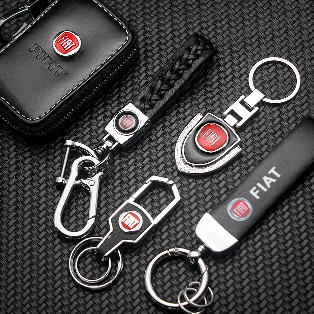 FIAT 500 Key Ring Etched and infilled On Leather 