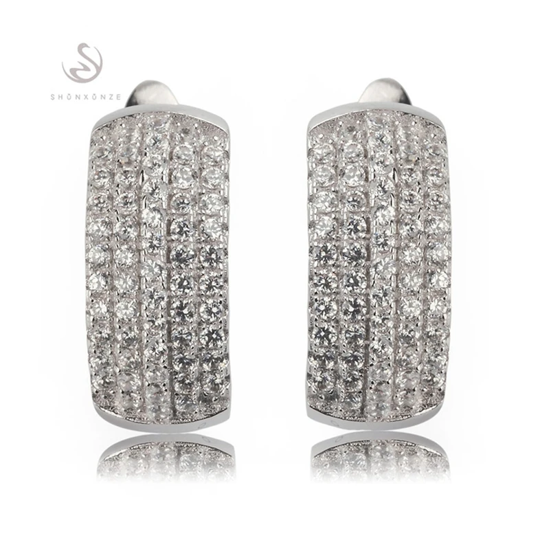 SHUNXUNZE серьги модные украшения Свадебные Рождественские серьги для женщин Благородный БЛАГОРОДНЫЙ благородный белый кубический цирконий родиевое покрытие R3168