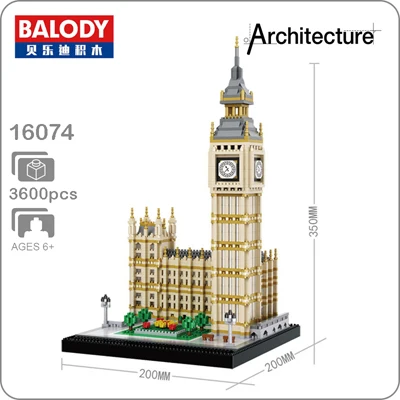 Balody архитектура алмазное здание маленькие блоки игрушка здание съезда Эйфелева башня белый дом Биг Бен Лувр без коробки - Цвет: Big Ben