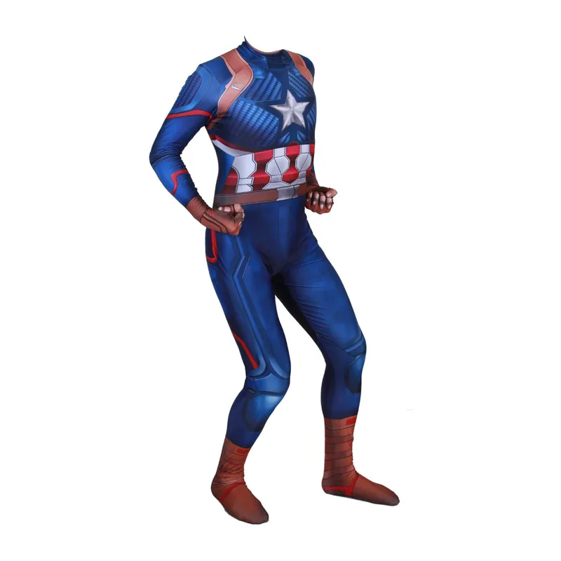 Дети и взрослые Капитан Америка костюм маска супергероя зентай комбинезоны Капитан Америка Маскарадная маска на Хэллоуин костюмы