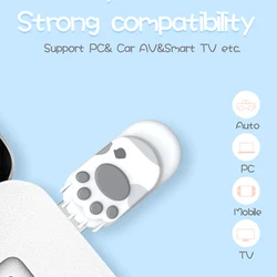 Mini clé USB 2.0 en forme de patte de chat, support à mémoire de forme, Rotation à 360 °, disque U, 32GB, 64GB, 128GB, étanche à la poussière et à l'eau 