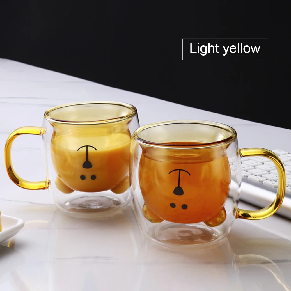 Creative Cute Bear Double layer Coffee Mug Double Glass - Temu