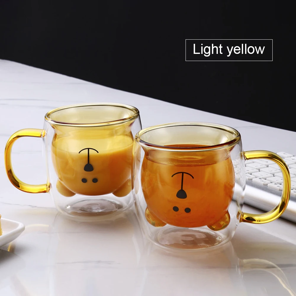 3D Bear Creative Transparent Heat-resistant Double Glass Cup