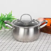 Домашняя кухонная посуда, суповые горшки из нержавеющей стали, емкость для молока, суповая супница с двойными ушами, кухонная плита, горячая кастрюля для приготовления пищи, Набор 18 см для приготовления пищи