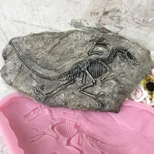 Molde de artesanías 3D para decoración de hormigón en el hogar, molde de resina epoxi, modelo de fósil de dinosaurio, herramienta para hacer moldes de placa de cemento de silicona