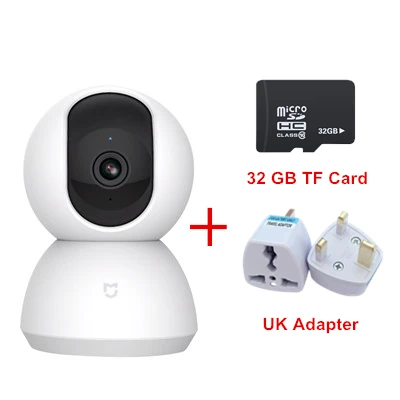 Newest Xiaomi Mijia Mi Smart Cam Cradle Head Version 1080P HD 360 Degree Night Vision Webcam IP Camcorder WIFI App Control - Цвет: UK Adapter And 32GB