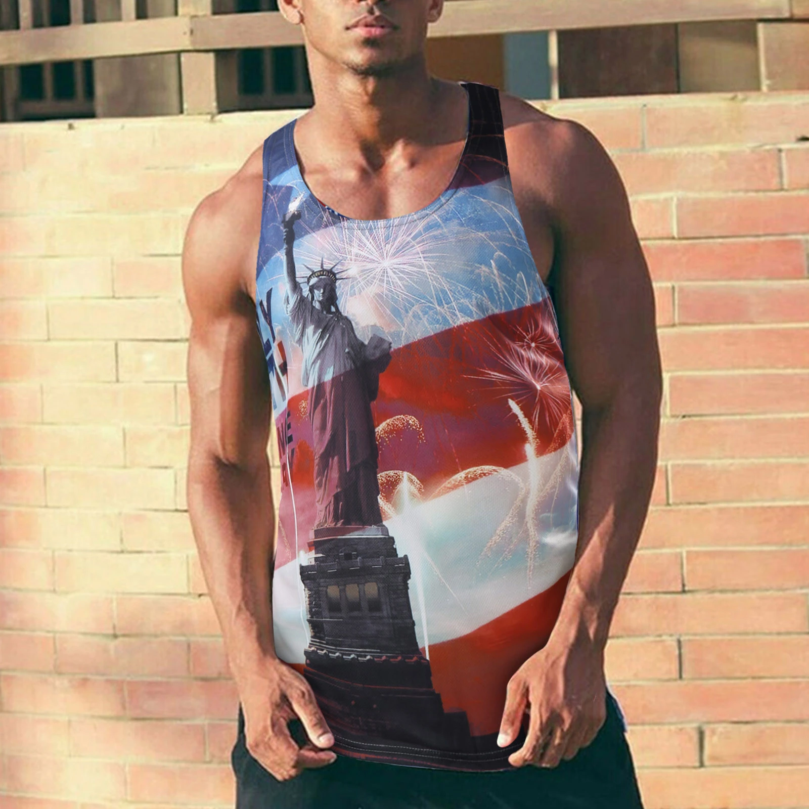 Men's Summer T Shirt Leisure Graphic T Shirts Printing T Shirt Independence Day Vest Top T shirts teeshirt|Tank Tops| -