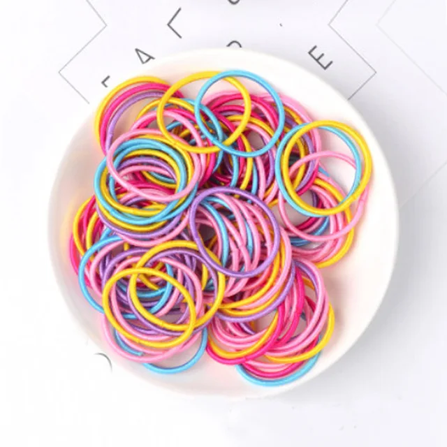 100pcs/Set Girls Colorful Nylon Hair Bands Children Ponytail Holder Scrunchie Small Elastic Headband Cute Kids Hair Accessories 100pcs style 6