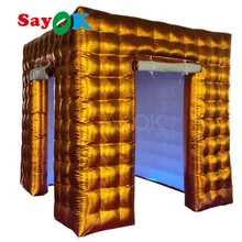 Sayok 2,5 м Золотой/Серебряный надувной корпус для фотобудки 2 двери с СВЕТОДИОДНЫЙ Цветной подсветкой вечерние украшения для свадебных мероприятий