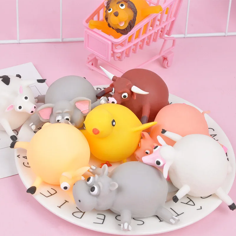 

Kawaii Animal Squishy Stress Reliever Toys Cat Elephant Antistress Squeeze Vent Can Blow Balloon Funny Toys