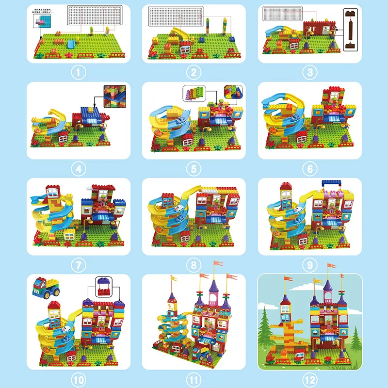 

Star Wisdom Castle Dynamic Slide Race Car Building Blocks Educational Early Childhood 3-6 a Year of Age Fight Inserted Large Par