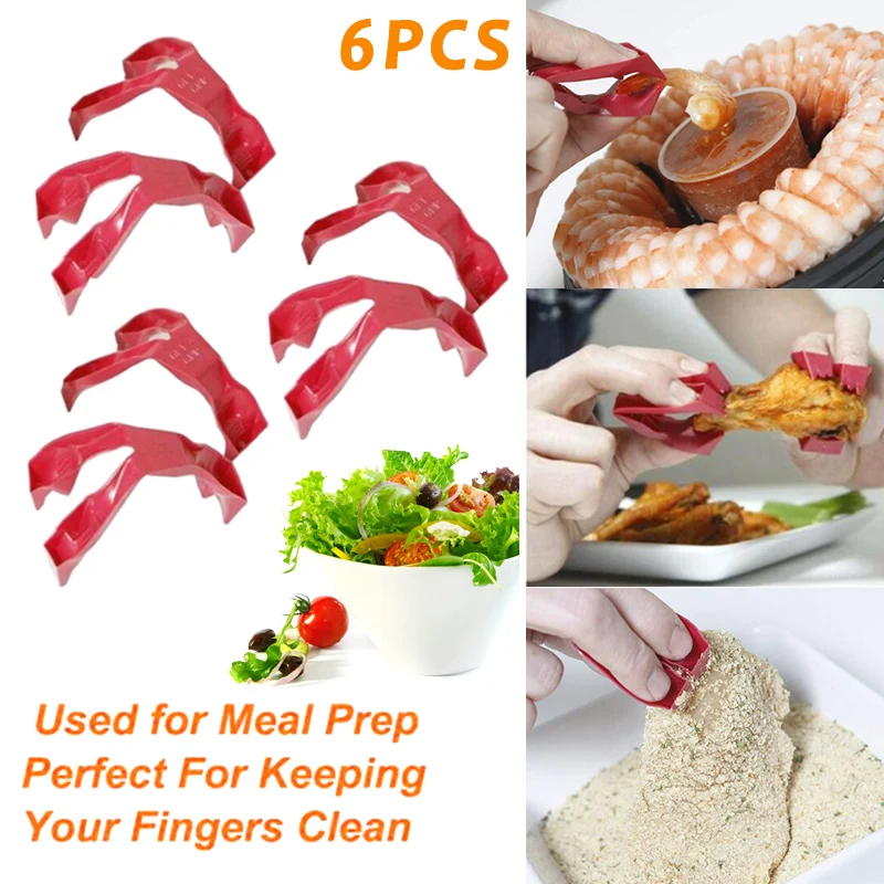 

Newly 6 Pcs Food Clip Tool Eating Tongs Mini Finger Handy Keeping Your Fingers Cleaner Meal Prep BFE88