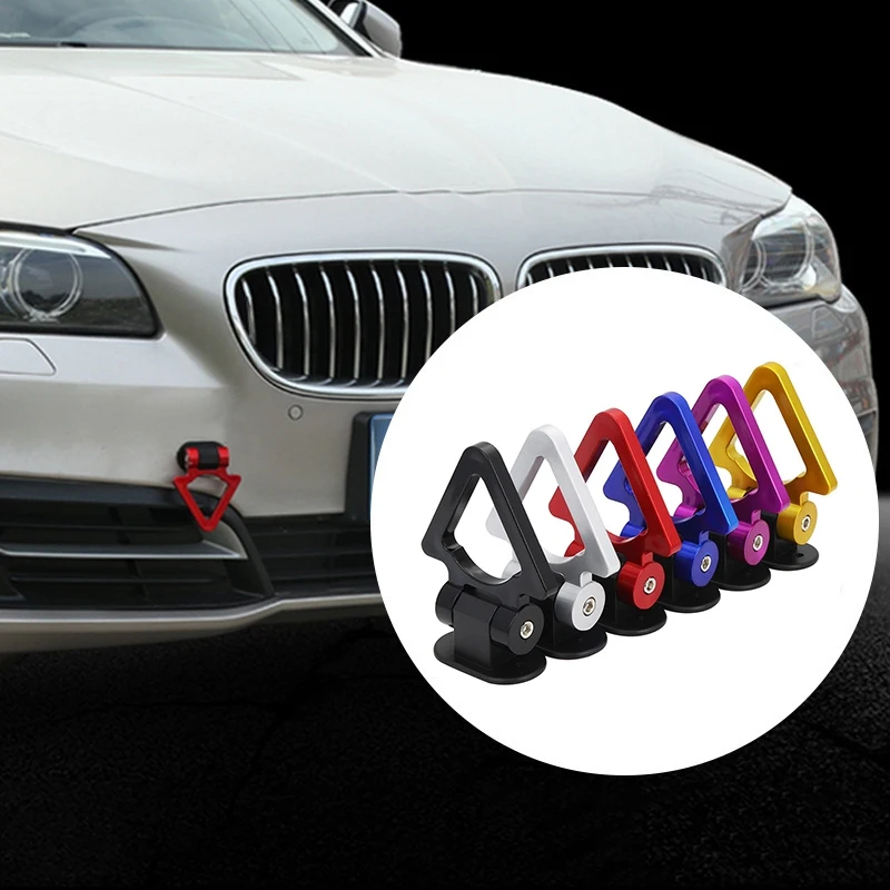 

1PC Car Bumper Sticker Tow Hook Triangle Track Racing Style Look Decoration Car Accessories ABS 11*6.5CM
