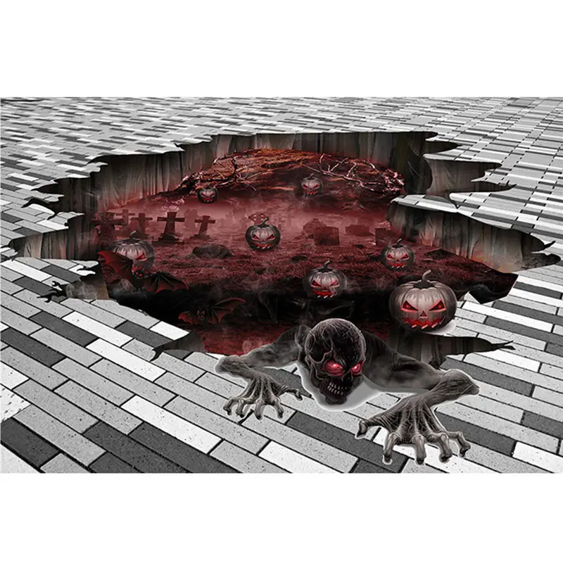 Тыква череп на Хеллоуин 3D страшные напольные наклейки гостиная украшение для