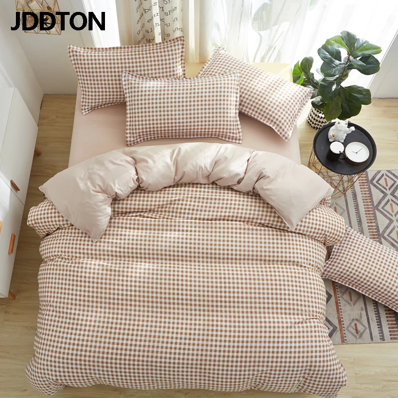 Jddton 2020 Light Brown Plaid Bedding Sets Simple And Fashion Bed Linen