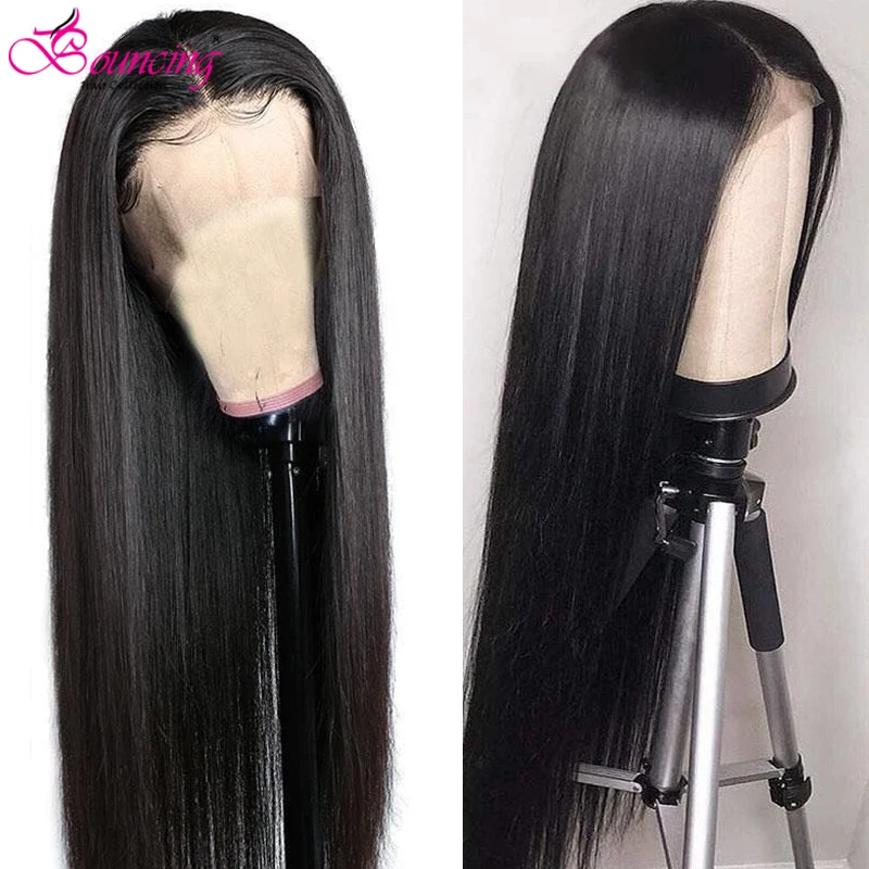 

Bouncing Straight Lace Frontal Human Hair Wigs Brazilian Remy Hair Wigs Natural Color 13x4 Lace Wigs 150 Density Wigs For Women