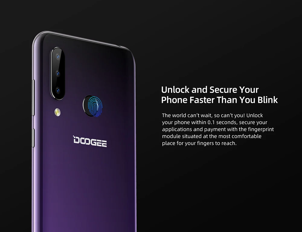 DOOGEE N20 мобильный телефон, отпечаток пальца, 6,3 дюймов, FHD+ дисплей, 16 МП, тройная задняя камера, 64 ГБ, 4 Гб, MT6763, четыре ядра, 4350 мАч, мобильный телефон LTE