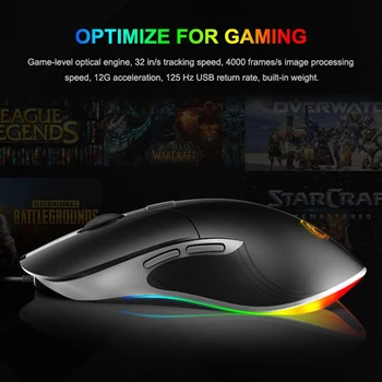 

USB Wired Gaming Mouse 3D Anti-skid Scroll Wheel Mouse Maximum 6400 DPI Led Light Computer Mice low/ High Configuration