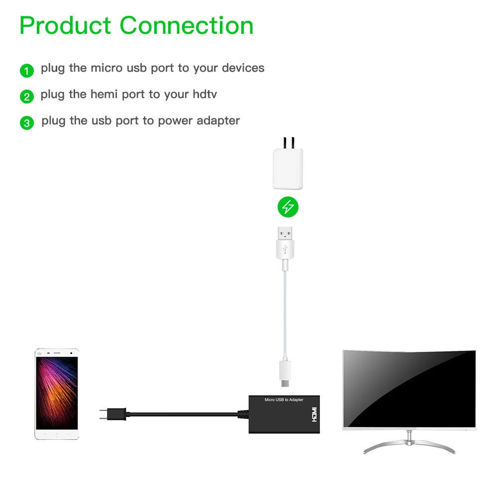 Micro USB Мужской к HDMI Женский аудио адаптер кабель для мобильного телефона для планшета телевизора монитора компьютера