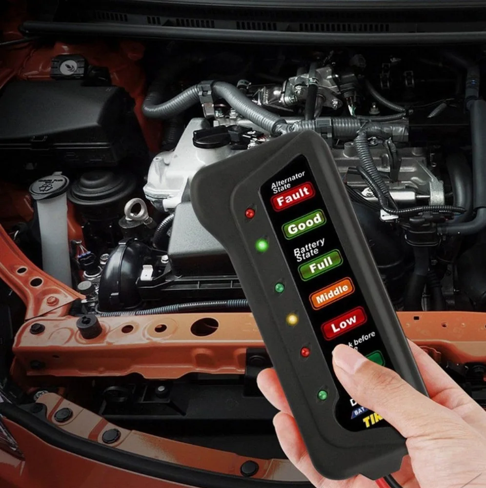 

Car Battery Tester 12V Display Digital 6 LED Lights Alternator Tester Car Diagnostic Tool Mini Auto Battery Tester for Car