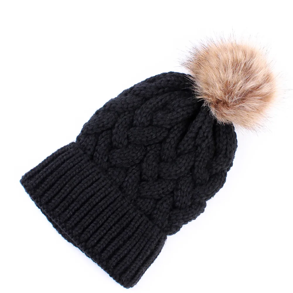 Зимние женские вязаные шапки, модная теплая шерстяная шапка с помпонами, женские шапки Skullies Beanie, одноцветные женские уличные шапки 9,4