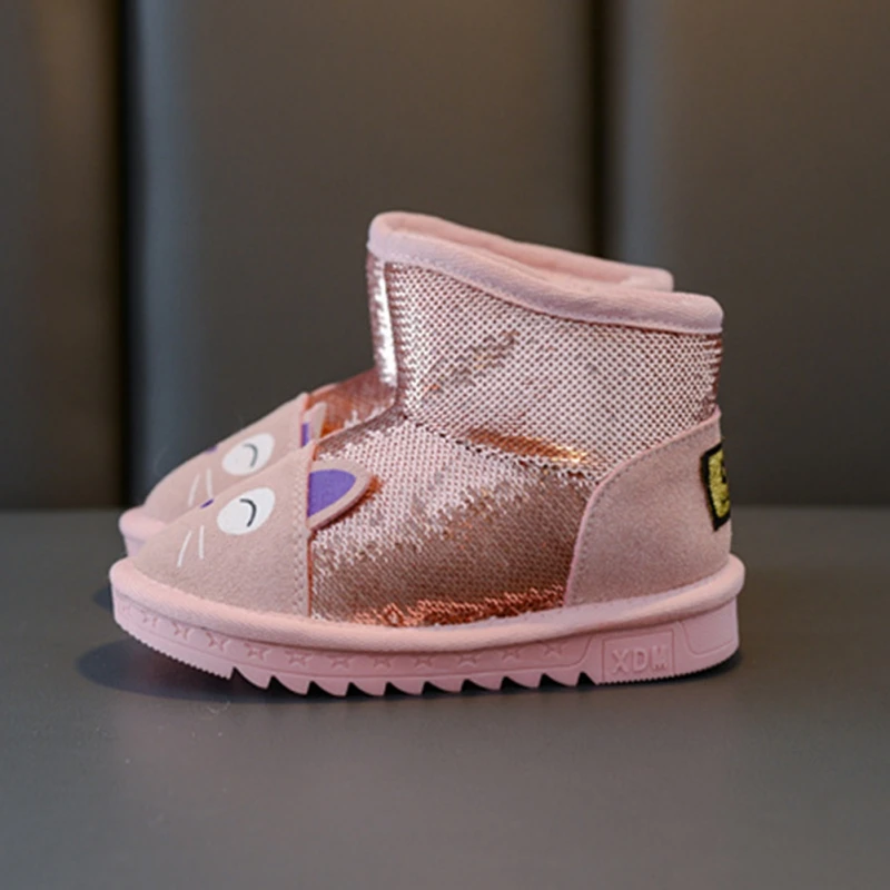 Children Toddler Snow Boots Cotton Shoes Winter Girls Cartoon Cute Baby Thick Non-Slip Warm Kids cartoon Snow Shoes