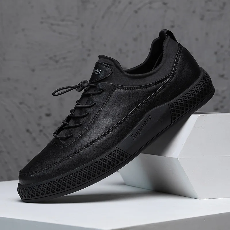 

Men's genuine Leather Casual Shoes outdoor fashion breathable Mens Casual Sneakers Lift slip on Men Shoes British Fashion a4