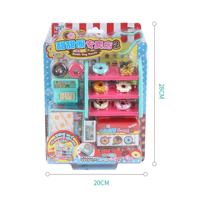 Simulation Mini Donut Shop Cashier Model Kids Pretend Play Education Toy Gift set kit for Children Birthday gifts 6