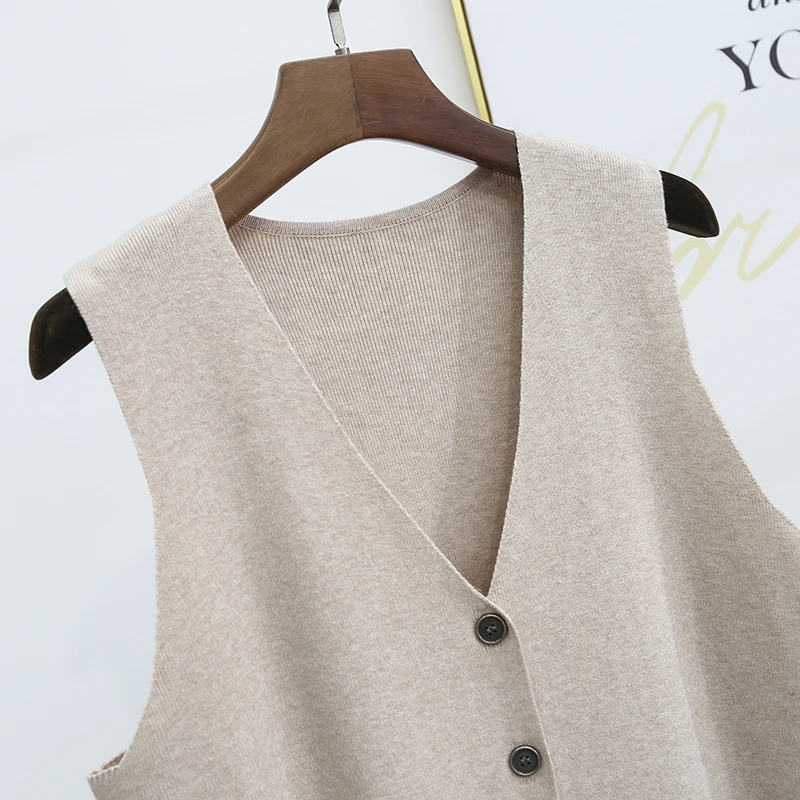 Womens Medium Long Knitted Vest Sweater Dress Plus Size Casual Loose Fall and Winter V Neck Jacket Sleeveless Outerwear Clothing