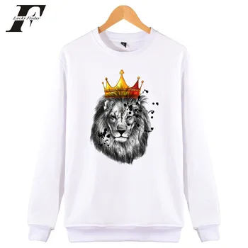

King of Lion Sweatshirt White/ Pink Autumn Hoodies Sweatshirts Comfortable Tops Print New Fashion High Quality Loose Men Women