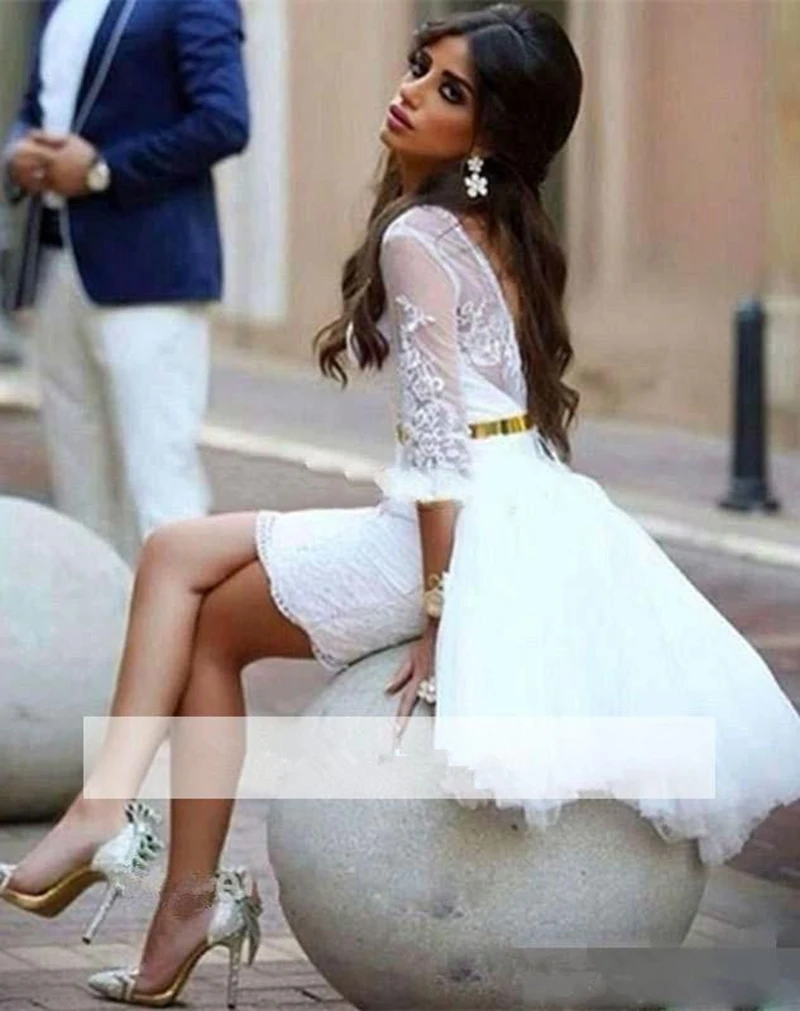 White-Elegant-Cocktail-Dresses-Sheath-3-4-Sleeves-Short-Mini-Lace-Sash-Party-Plus-Size-Homecoming (1)