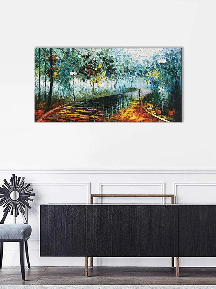 

Abstract Oil Paintings Romantic Rainy 100% Hand Painted Modern Canvas Knife Painting Artwork for Home Walls Painting Decoration