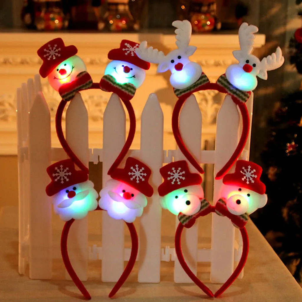 Рождественские аксессуары для волос светодиодный светильник Санта-Клауса Рождественский Декор Детские ободки для девочек обруч на голову Haarspeldjes Voor Meisjes подарок# P30