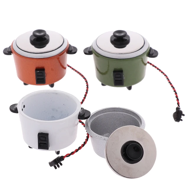 1pc New DIY Miniature White Black Rice Cooker Kitchen Accessories Decoration Craft For 1:12 Dollhouse Accessory Kids Toys 6