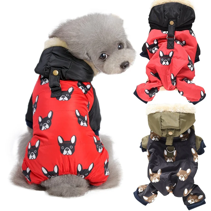 Комбинезон для собаки зимняя одежда для собак Одежда для четвероногих маленьких собак модные куртки для собак с принтом осенне-зимнее пальто для домашних животных