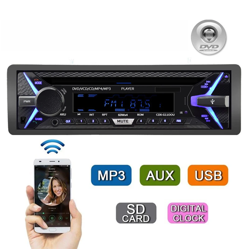 Автомобильный DVD MP3 медиаплеер One Din Bluetooth Музыка CD автомобильный радиоплеер 12 в 35