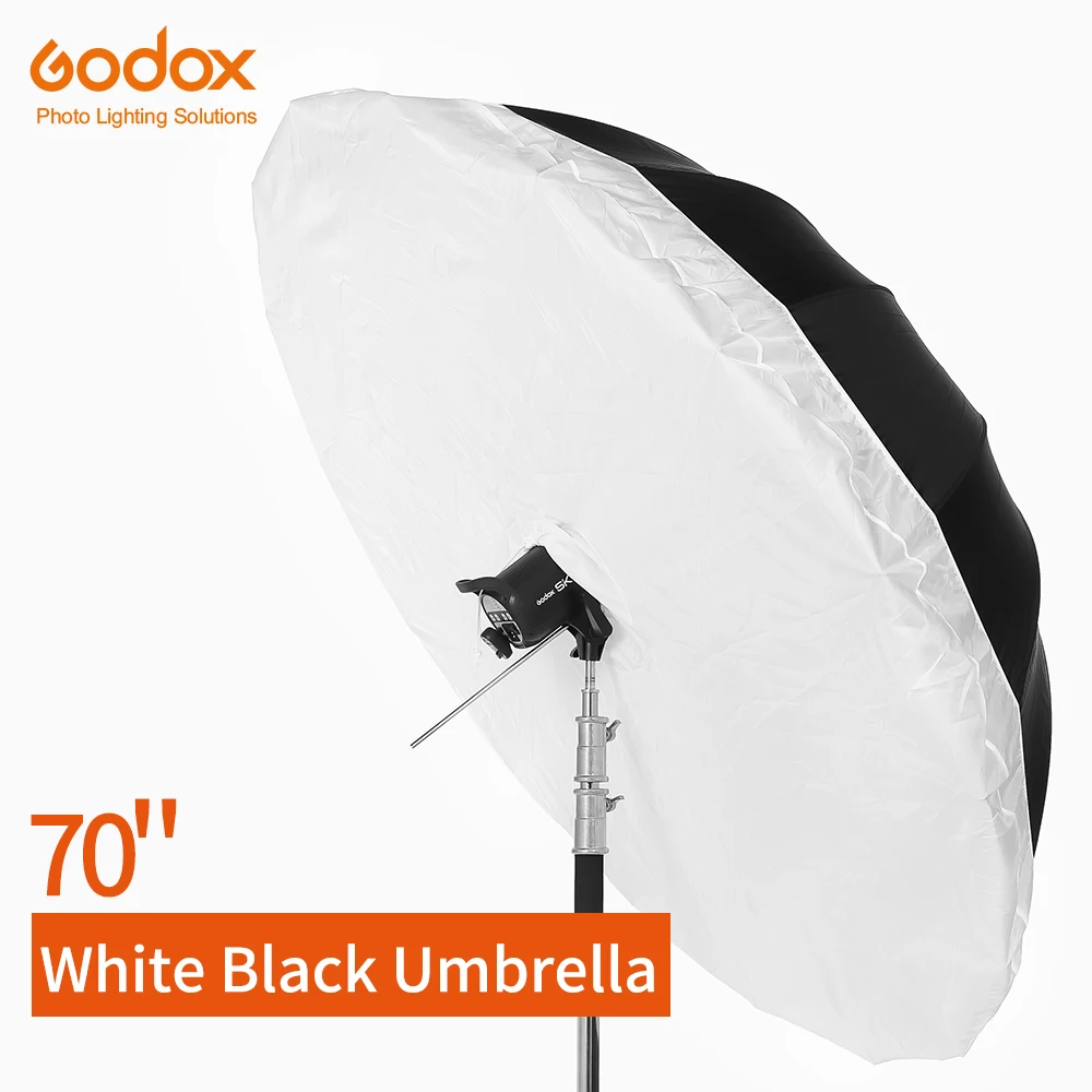 Godox Photogrphy 우산 70 인치 178cm 블랙 화이트 블랙 실버 반사 우..