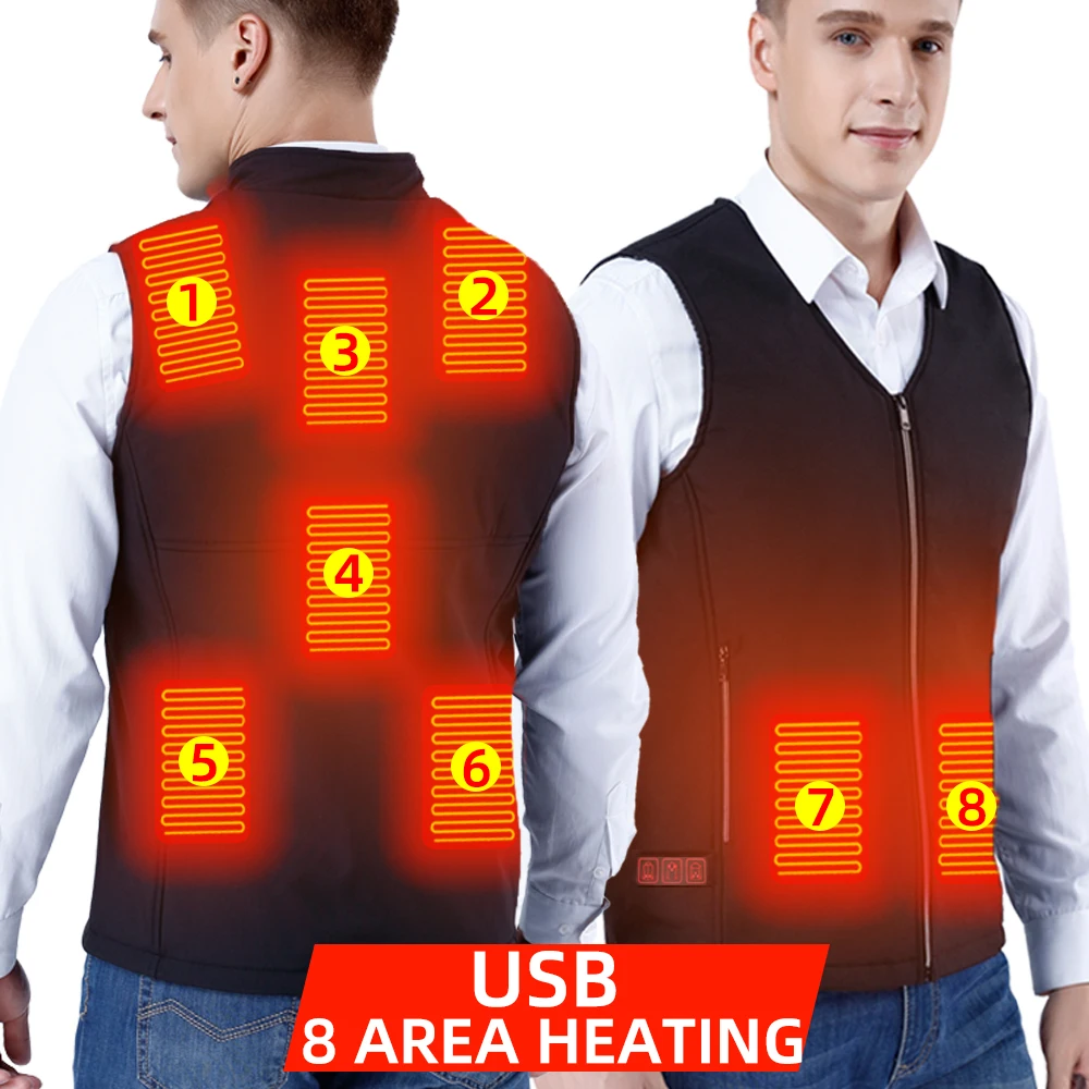 Winter Warm jacket Mens USB Heating vest Thermal Sleeveless Heated Jacket Electrical Women Fishing Trekking Hunting heated vest 2
