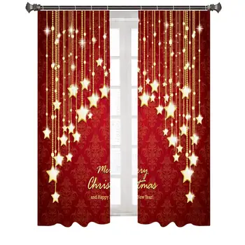 

2pcs Merry Christmas Curtain Santa Party Fesvital Window Living Room Curtains Door Curtain Hanging Curtain Decoration Home Decor