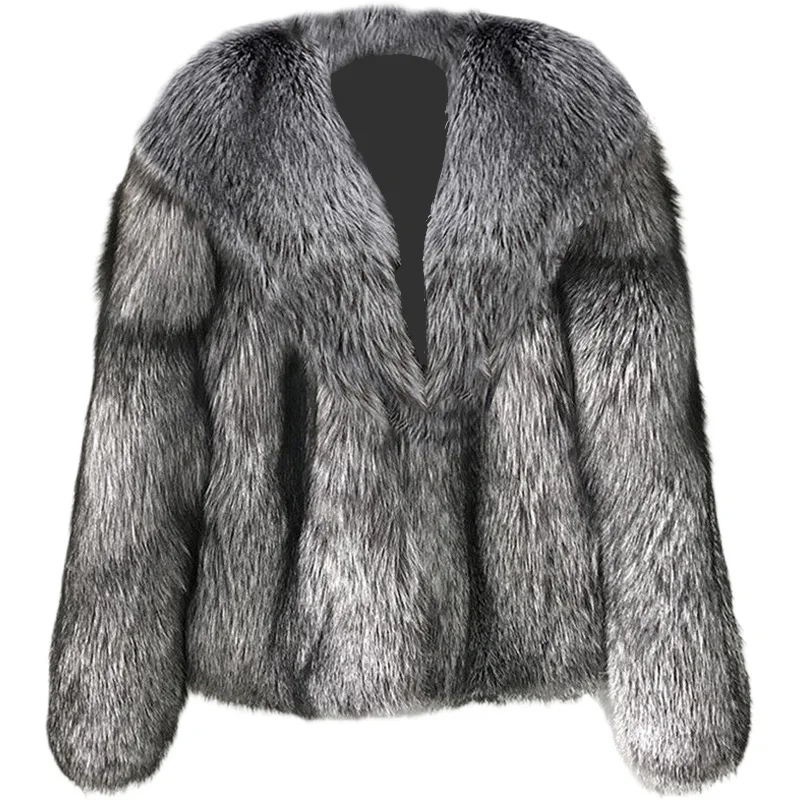 

S-9XL Short Fashion Imitation Fox Whole Furry Clothes Winter Clothing Plus Size New Leisure Jacket Women's Faux Fur Coat