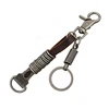 Hottest sale multifunction long leather keychain with simple unisex Punk stainless steel key chain key ring for men Gifts 17364 ► Photo 1/5